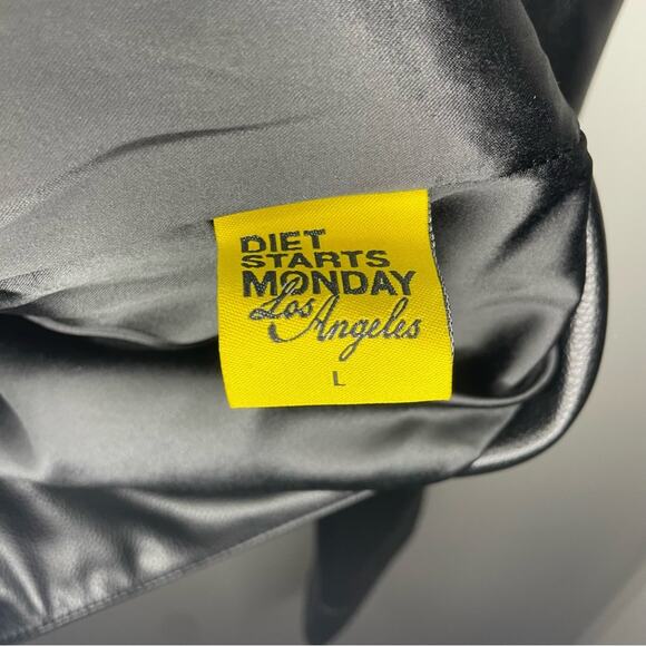 NWOT Diet Starts Monday Can’t Teach Taste Faux Leather Trucker Jacket Size L - Picture 8 of 11